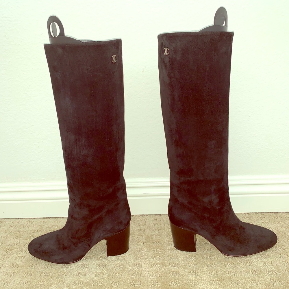 Chanel suede Knee high boots